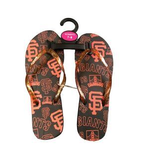 TEAM Bean SF Giant Flip Flop Size 5/6 Women Navy And Orange Rubber